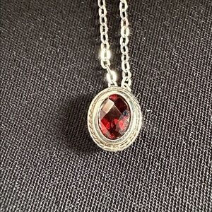 Garnet & 925 sterling EUC necklace. Oval genuine gemstone & 18” 925 chain